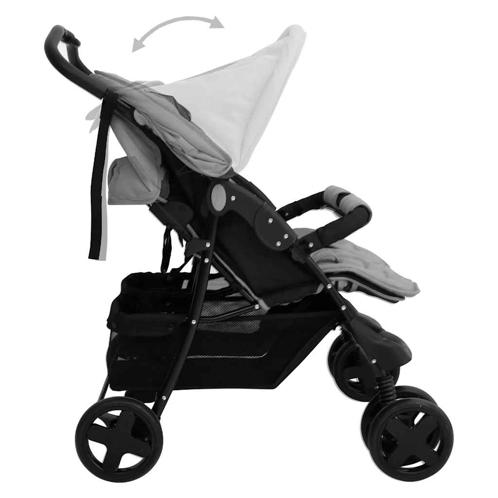 Tweelingkinderwagen Staal - Baby Village