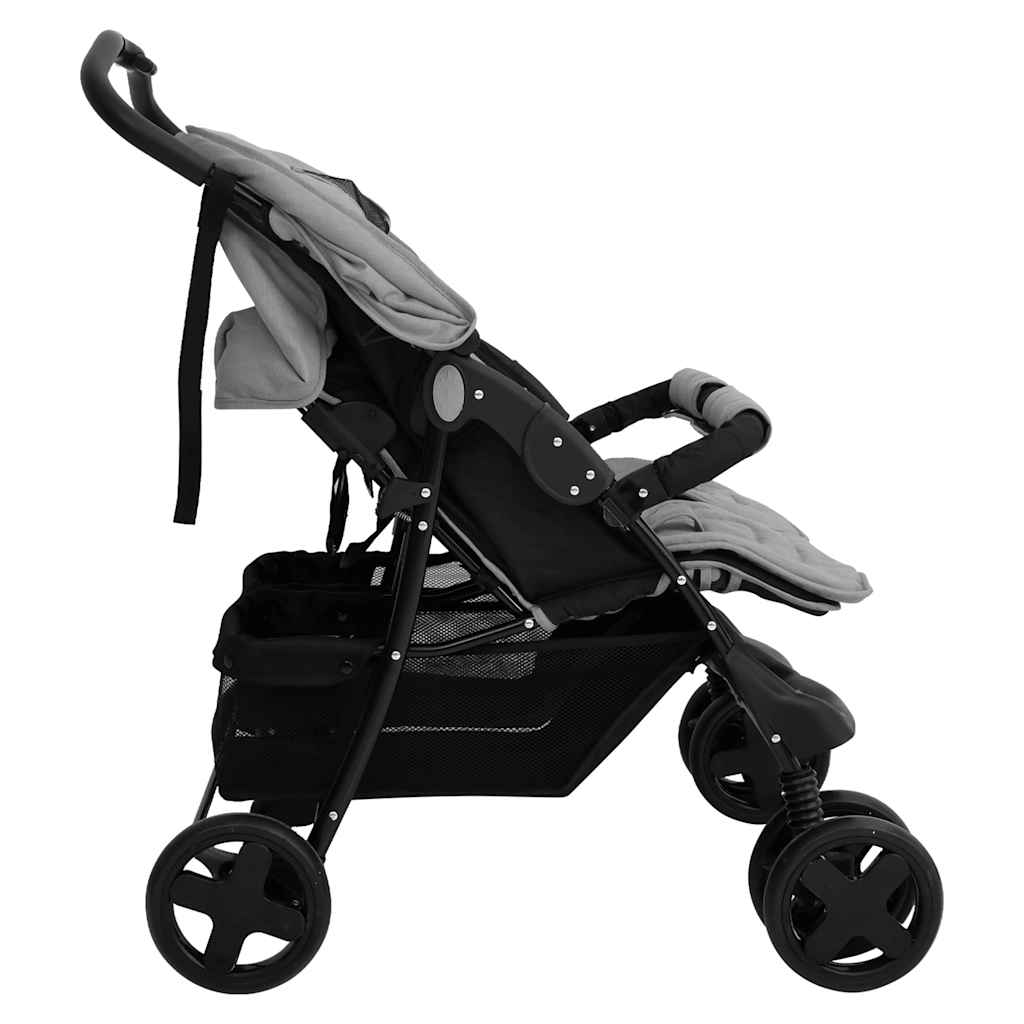Tweelingkinderwagen Staal - Baby Village