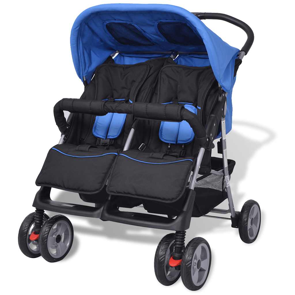 Tweelingwagen Staal En Zwart - Baby Village