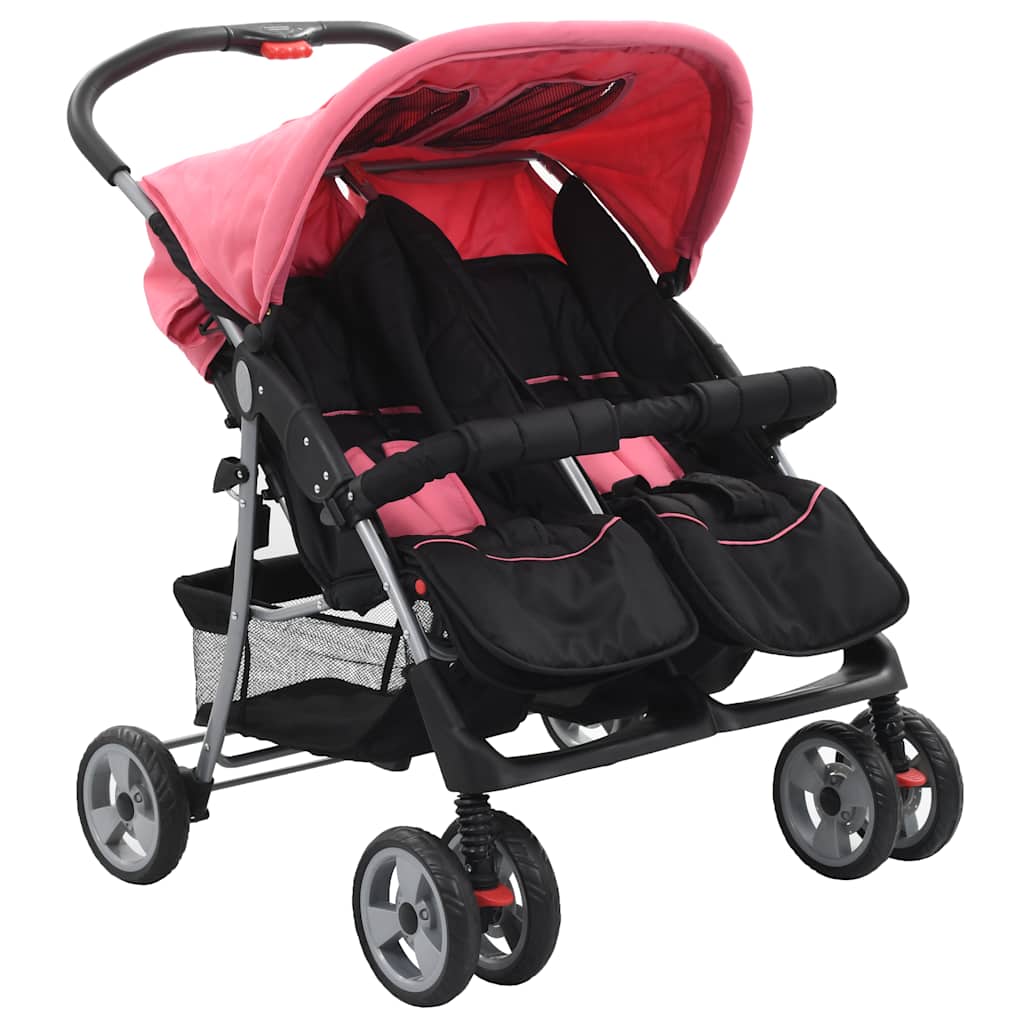 Tweelingwagen Staal En Zwart - Baby Village
