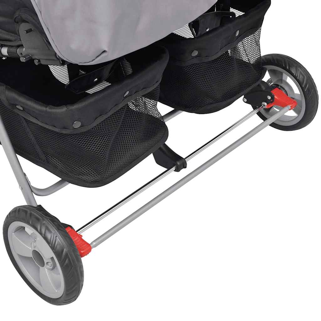Tweelingwagen Staal En Zwart - Baby Village
